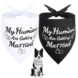 Wedding Celebration Dog Bandana Set - Black and White